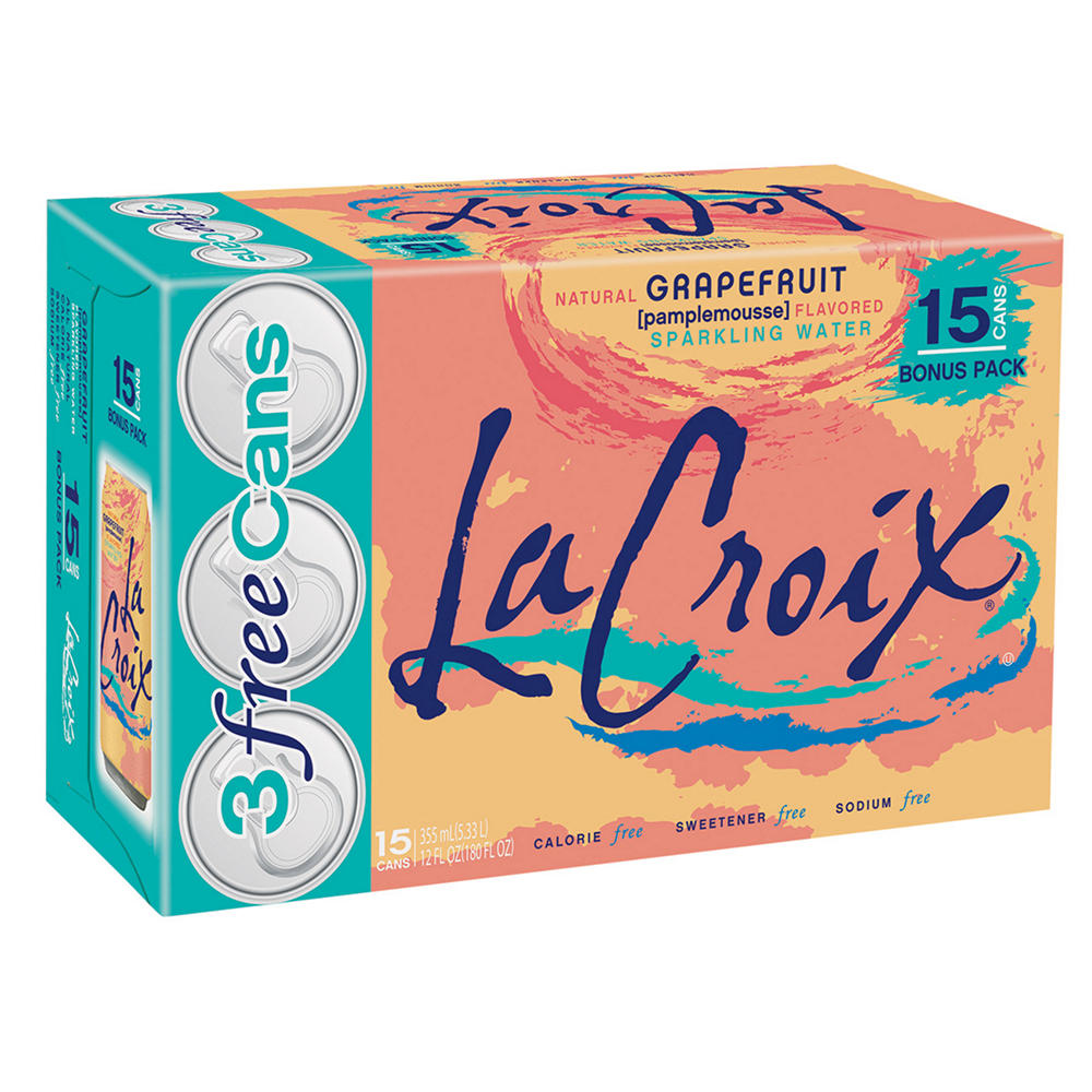 LaCroix Grapefruit Sparkling Water 15 PK Cans, 12 oz