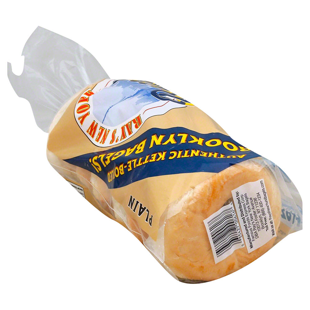 Rays New York Bagels Kettle Boiled Plain Bagels, 6 ct