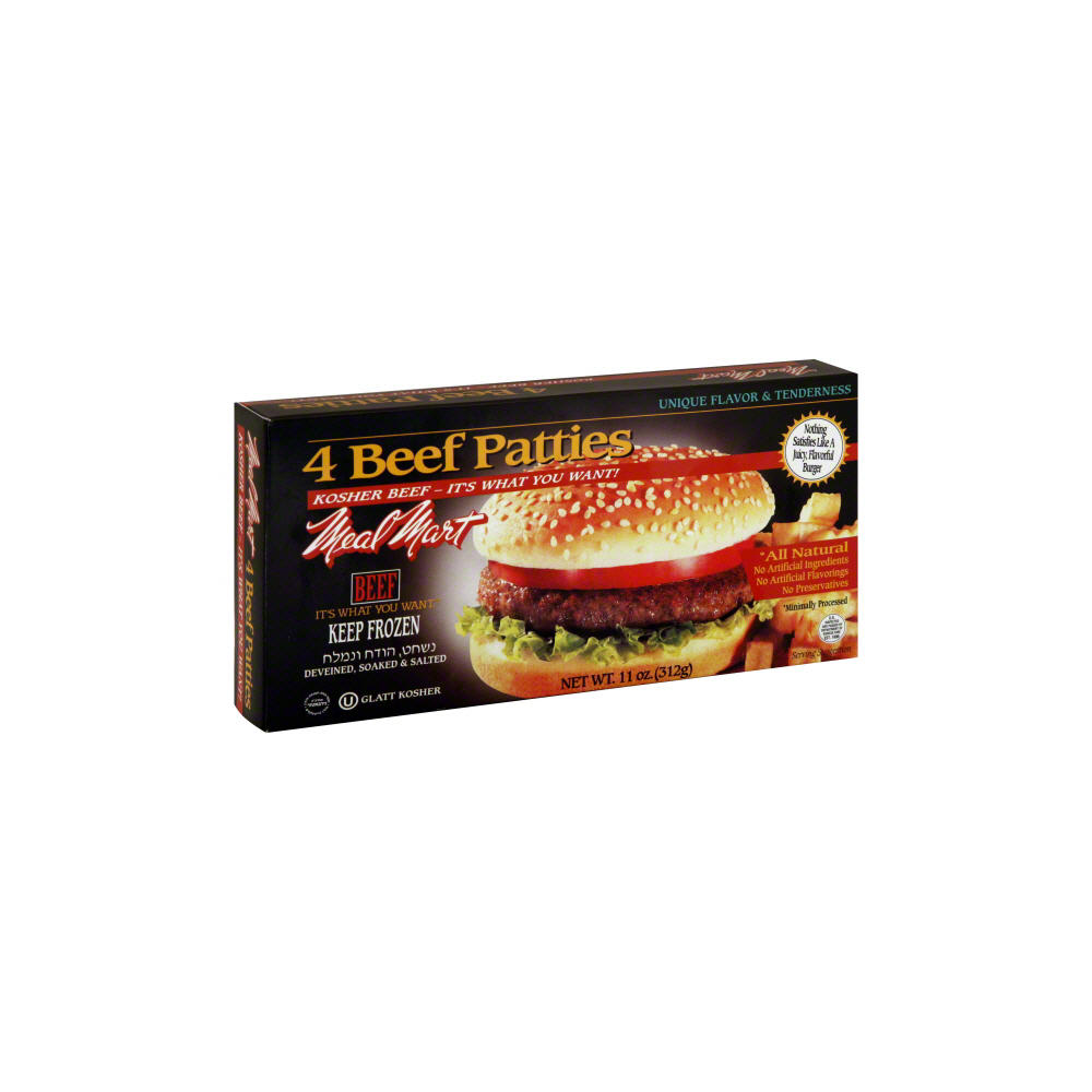 Meal Mart Kosher Beef Patties, 4 ct
