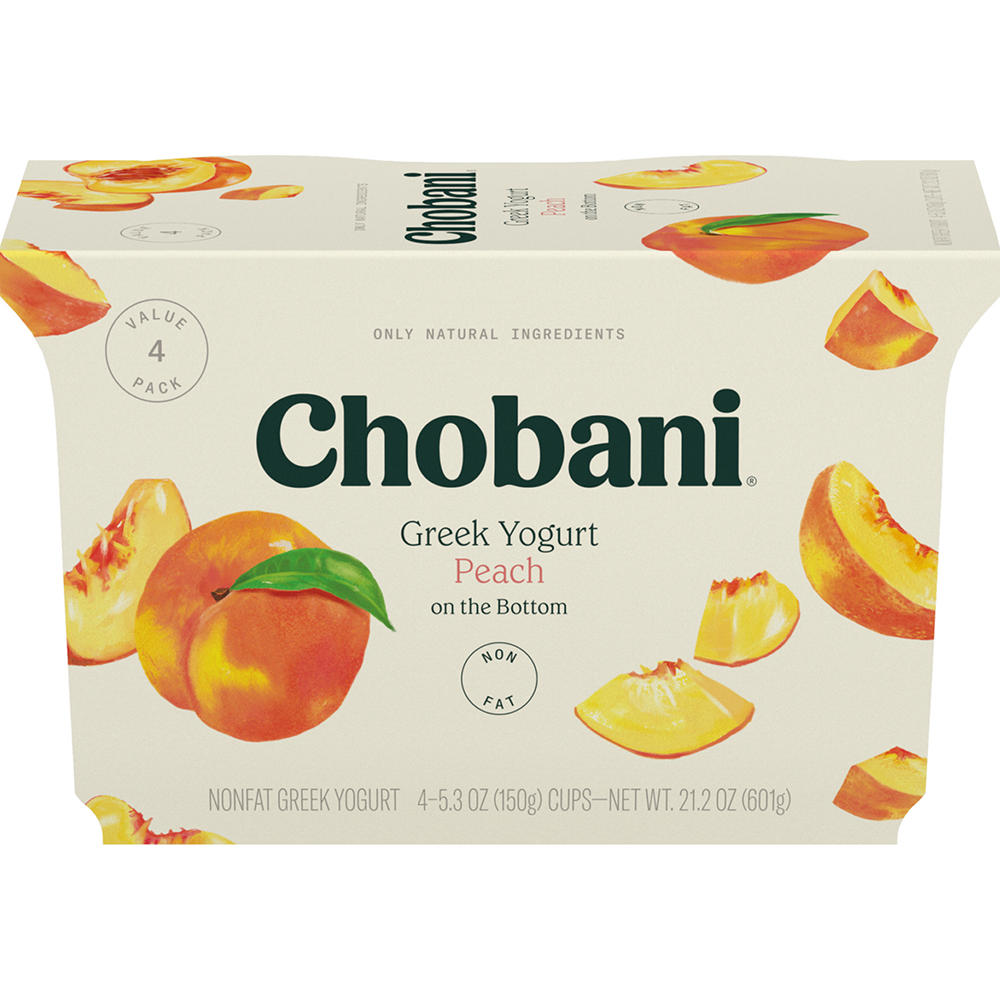 Chobani Non-Fat Peach on the Bottom Greek Yogurt, 4 ct