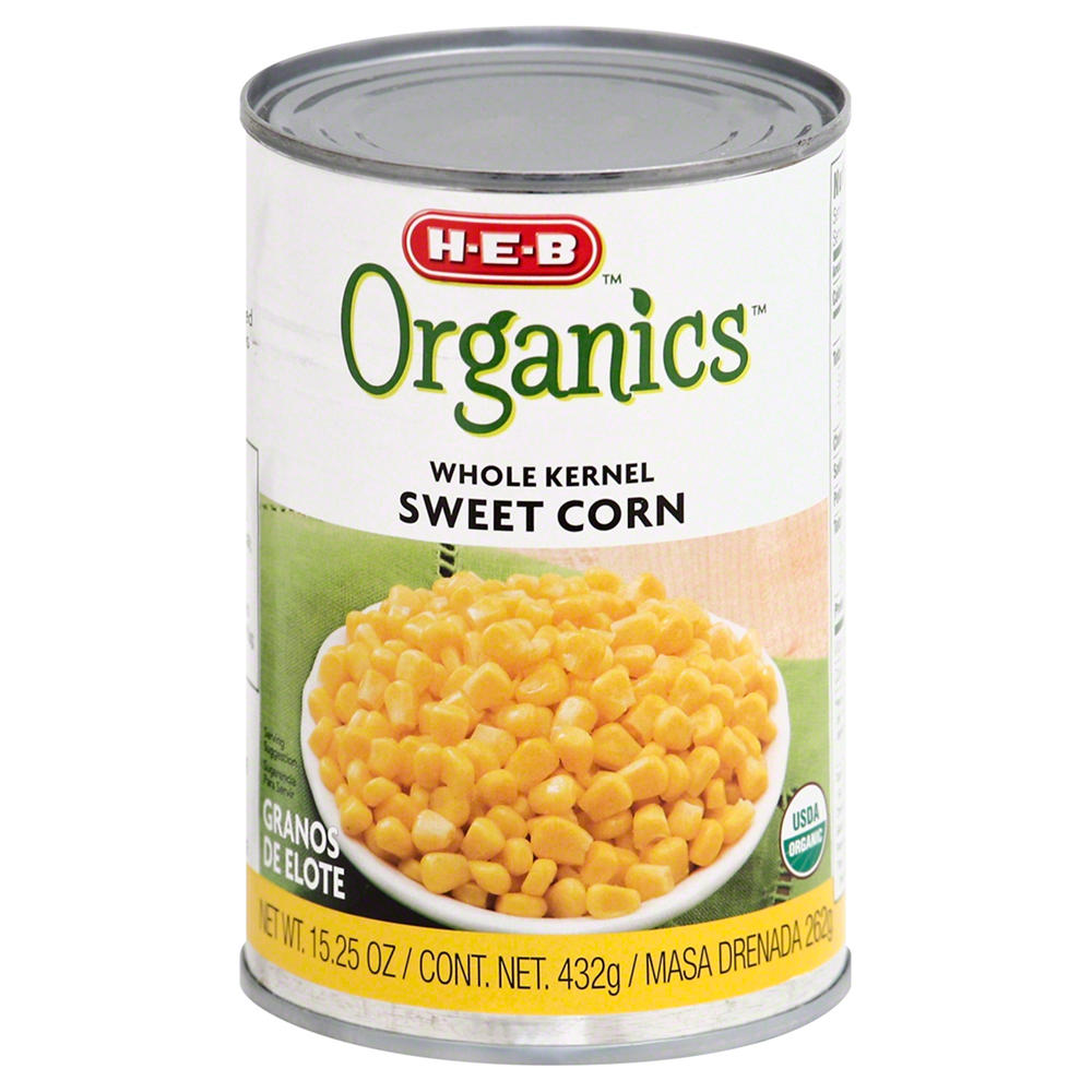 H-E-B Organics Whole Kernel Sweet Corn, 15.25 oz