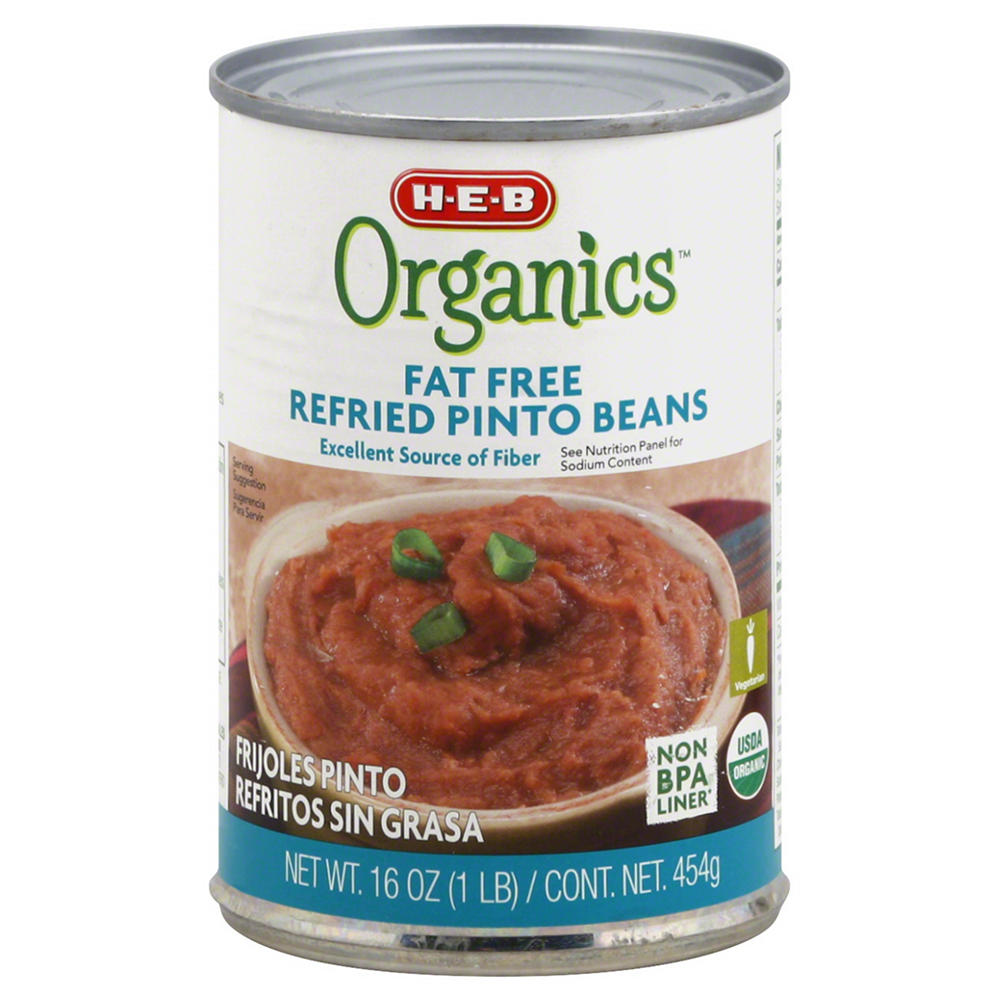 H-E-B Organics Fat Free Refried Pinto Beans, 16 oz