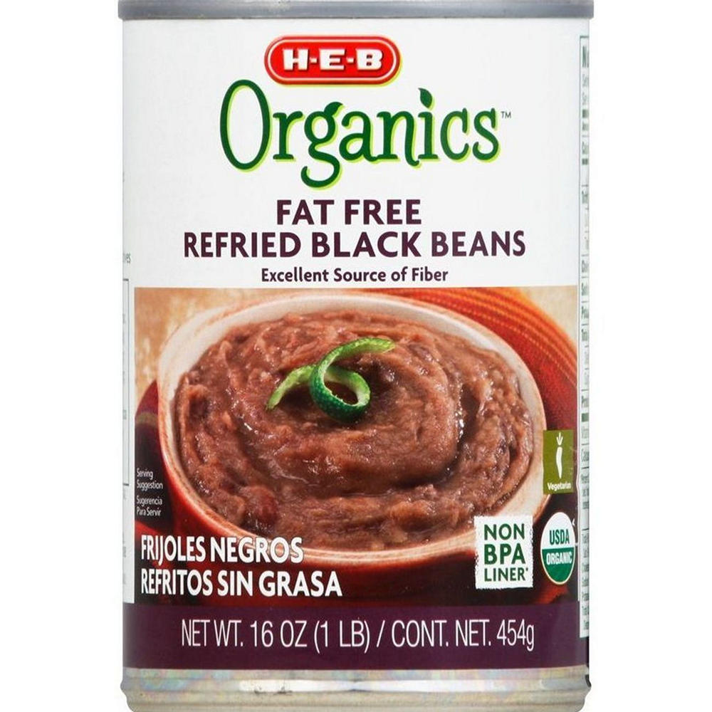H-E-B Organics Fat Free Refried Black Beans, 16 oz