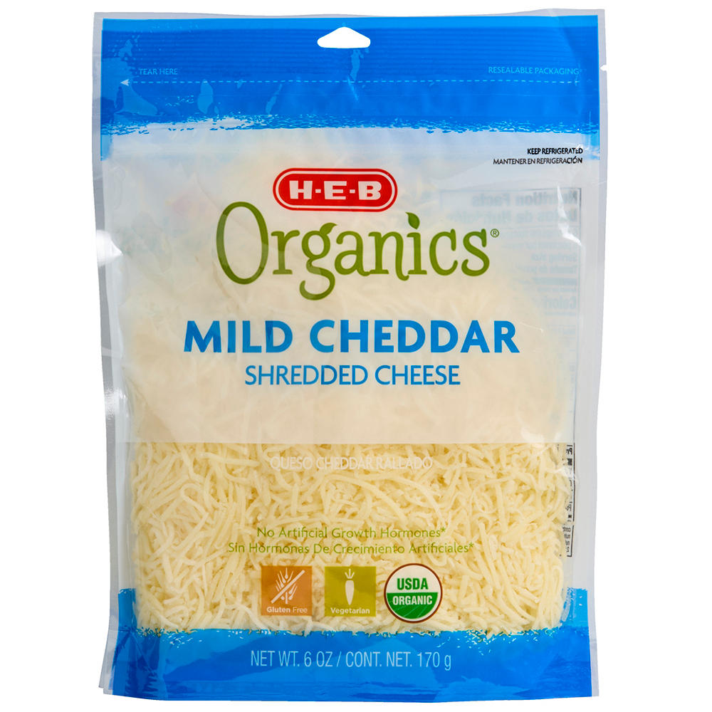 H-E-B Organics Mild Cheddar Shredded Cheese, 6 oz
