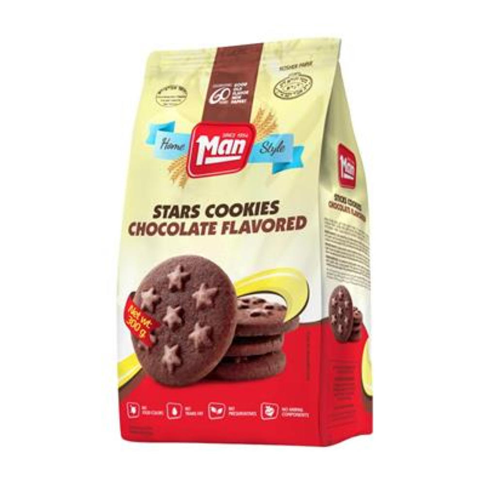 Manamit Man Kosher Chocolate Flavored Stars Cookies, 10.5 oz