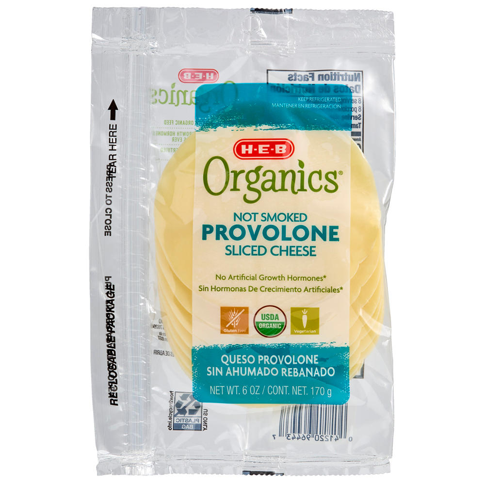 H-E-B Organics Provolone Sliced Cheese, 6 ct