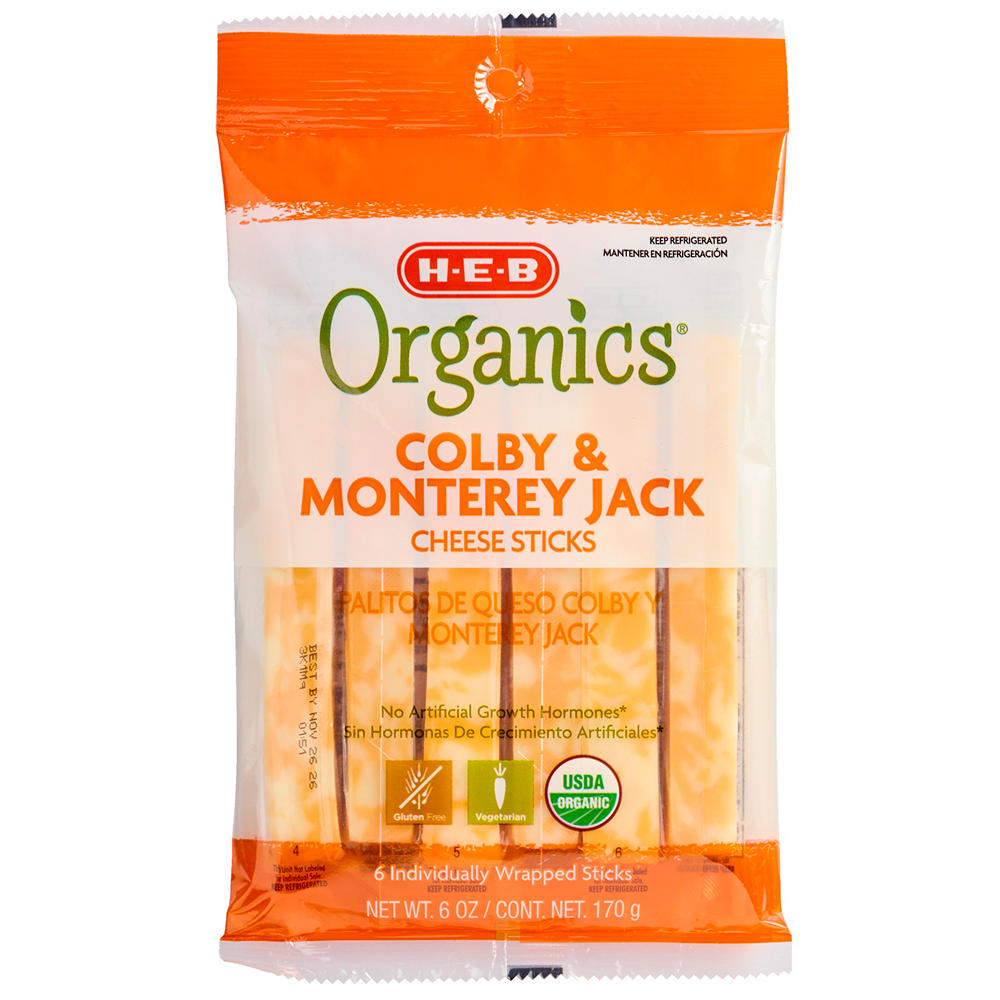 H-E-B Organics Colby Jack Cheese Sticks, 6 ct, 6 oz