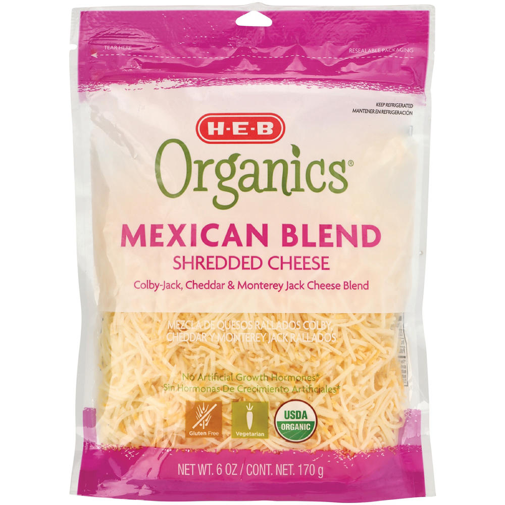 H-E-B Organics Mexican Blend Shredded Cheese, 6 oz