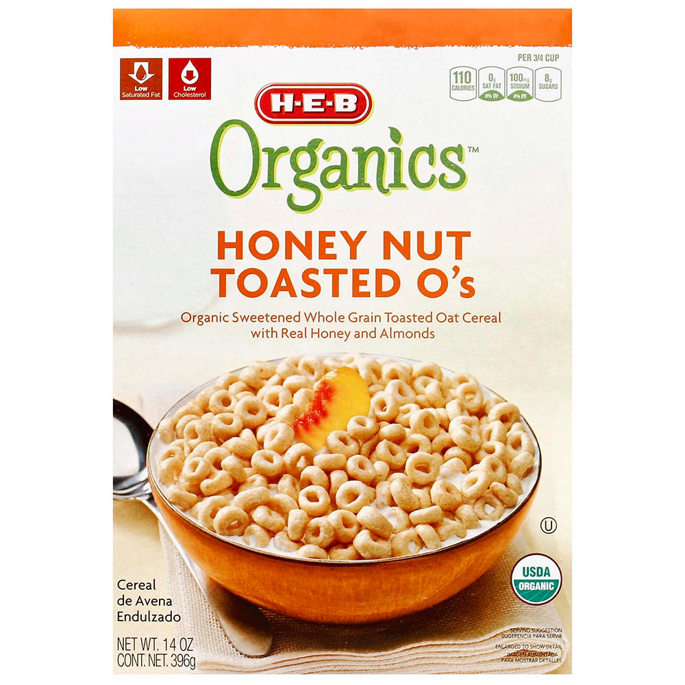 H-E-B Organics Honey Nut Toasted O's Cereal, 14 oz