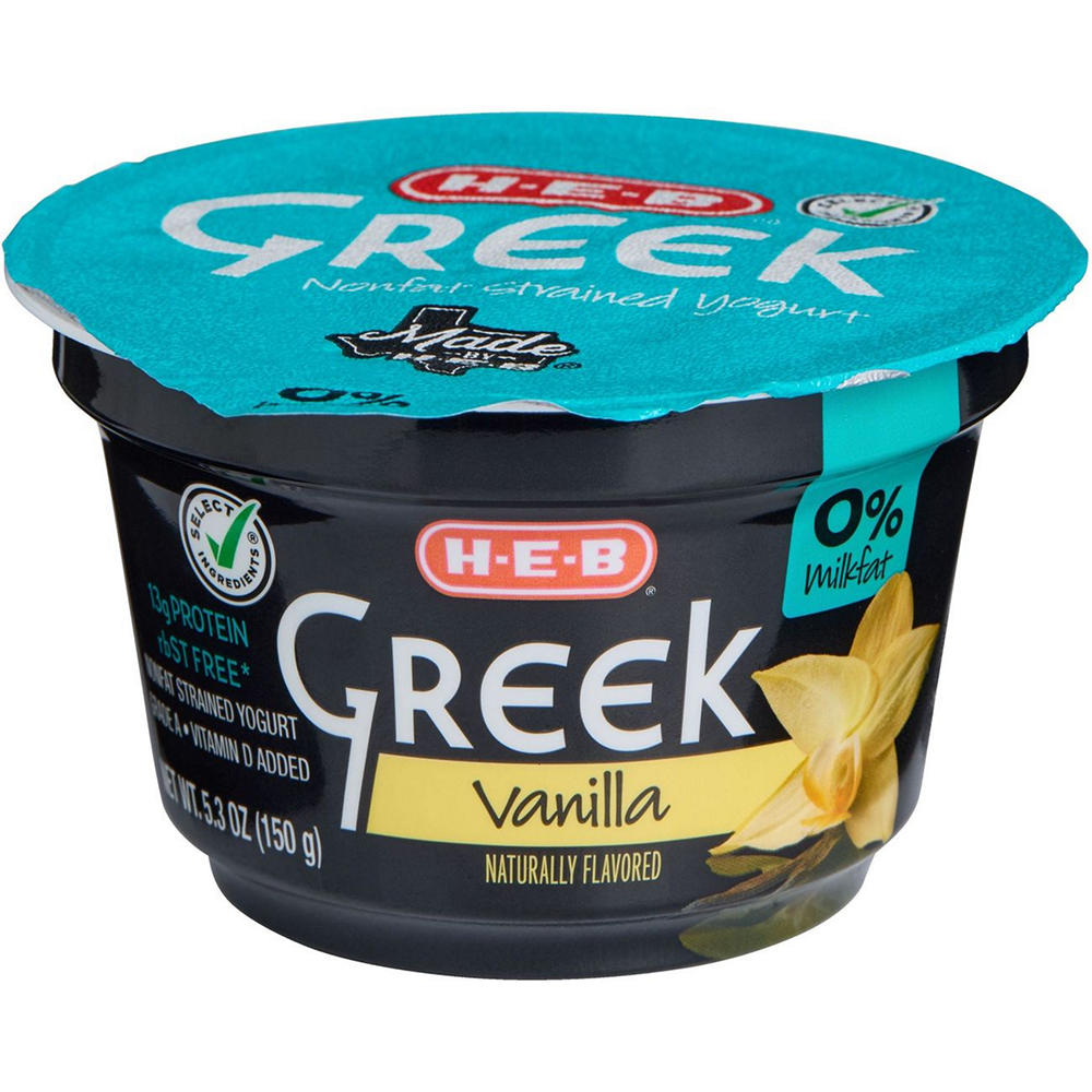 H-E-B 13g Protein Nonfat Greek Yogurt - Vanilla, 5.3 oz