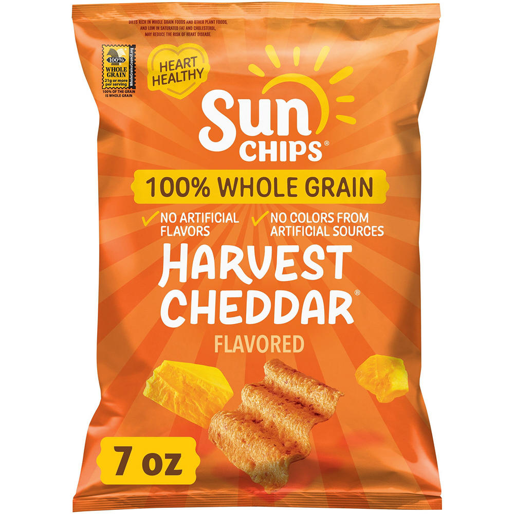 SUNCHIPS Harvest Cheddar Flavored Whole Grain Snacks, 7 oz