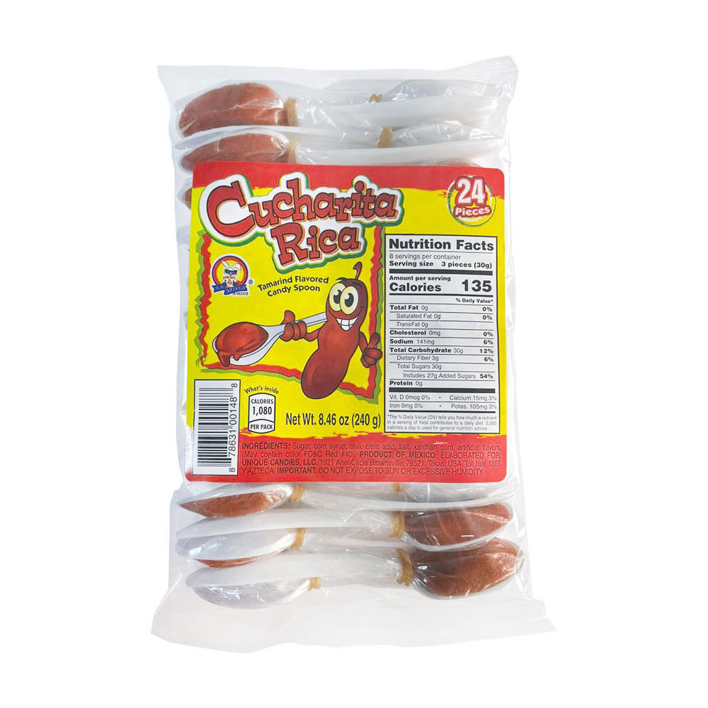 El Azteca Cuchararita Rica Tamarind Flavor Candy Spoons, 24 ct
