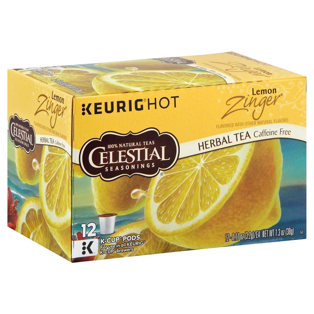 Celestial Seasonings Lemon Zinger Herbal Tea Single Serve K Cups, 12 ct