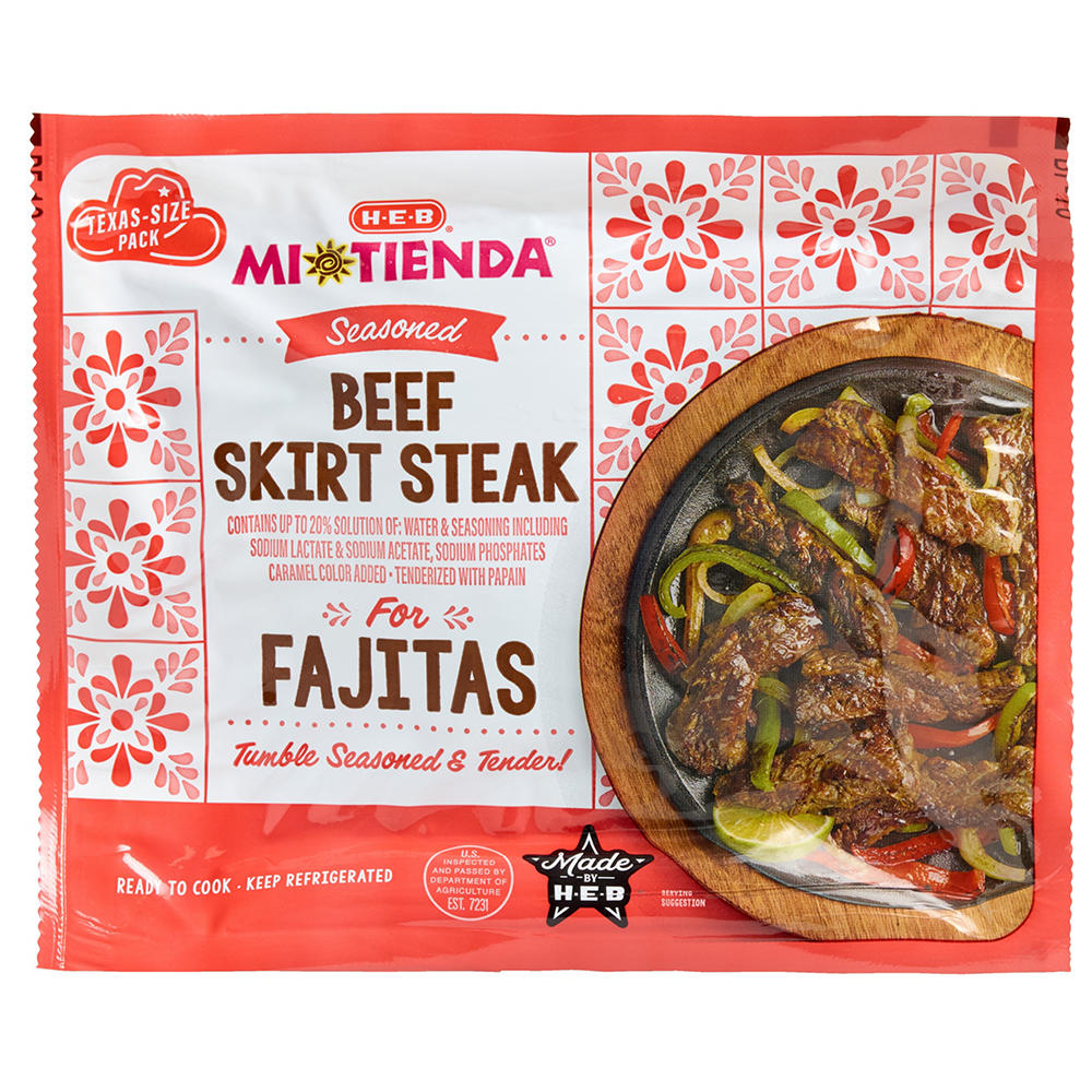 H-E-B Mi Tienda Seasoned Beef Skirt Steak for Fajitas, Avg. 3.25 lbs
