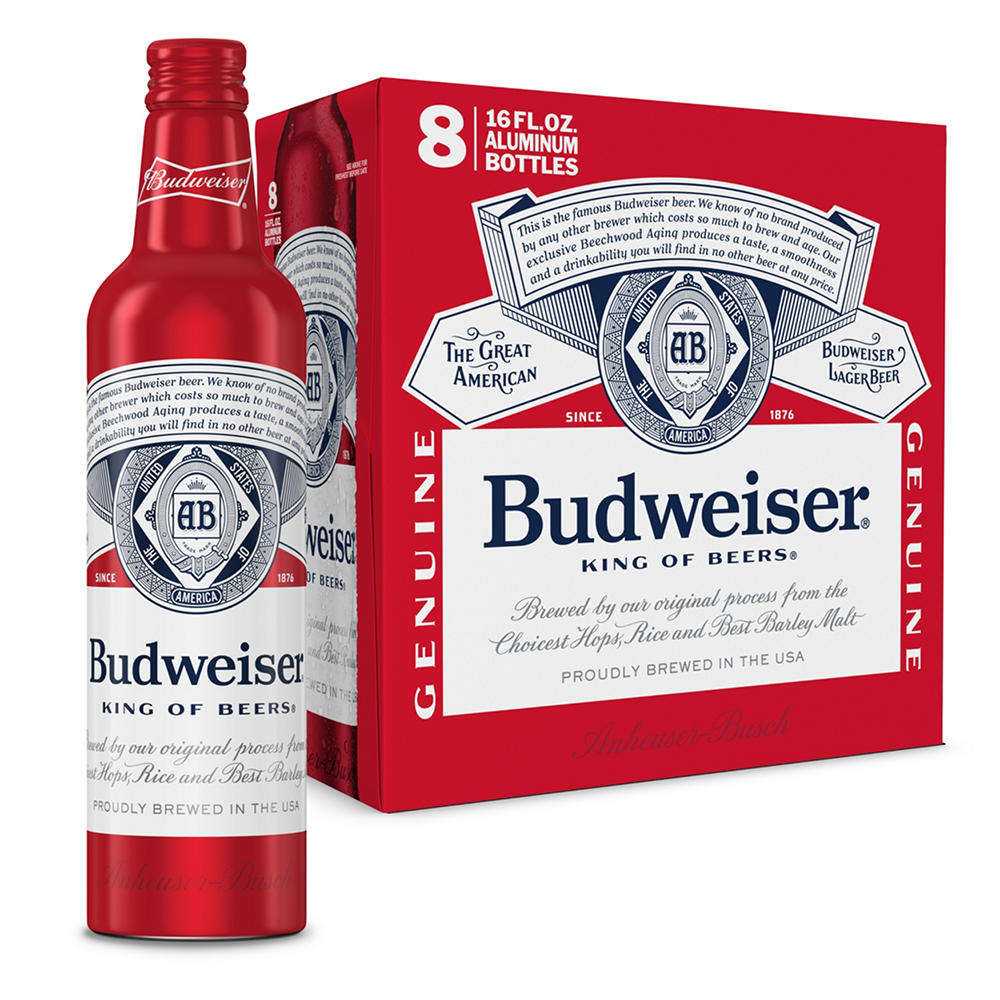 Budweiser American Lager Beer Aluminum Bottles, 8 pk, 16 oz