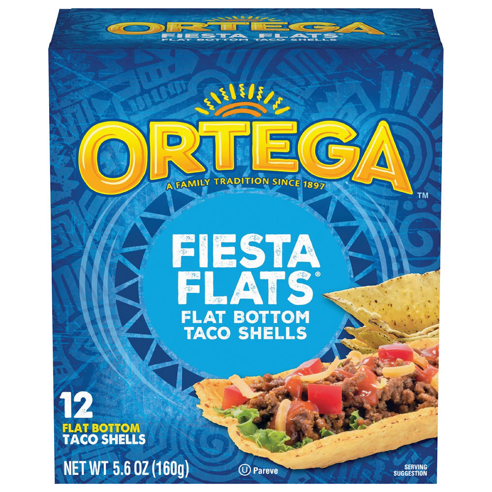 Ortega Fiesta Flats Flat Bottom Taco Shells, 12 ct