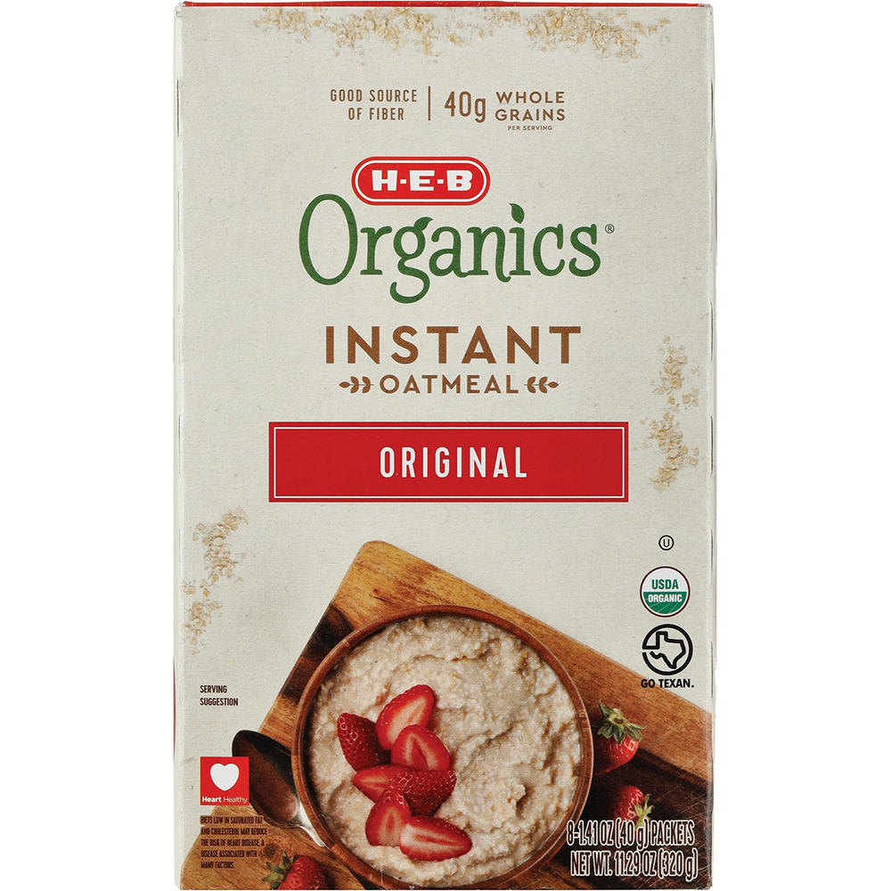 H-E-B Organics Instant Oatmeal - Original, 8 ct