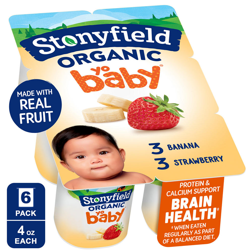 Stonyfield Organic YoBaby Whole Milk Yogurt - Banana & Strawberry, 6 ct