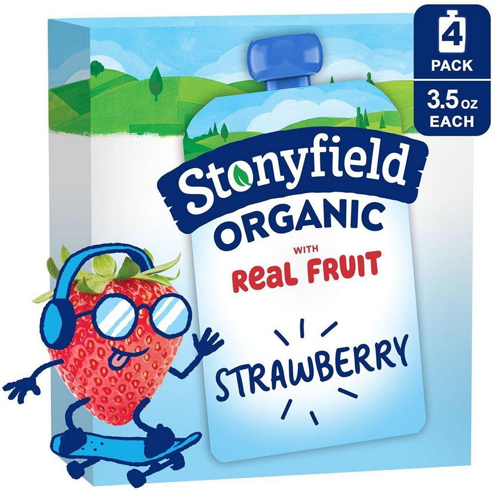 Stonyfield Organic Kids Lowfat Yogurt Pouches - Strawberry, 4 ct