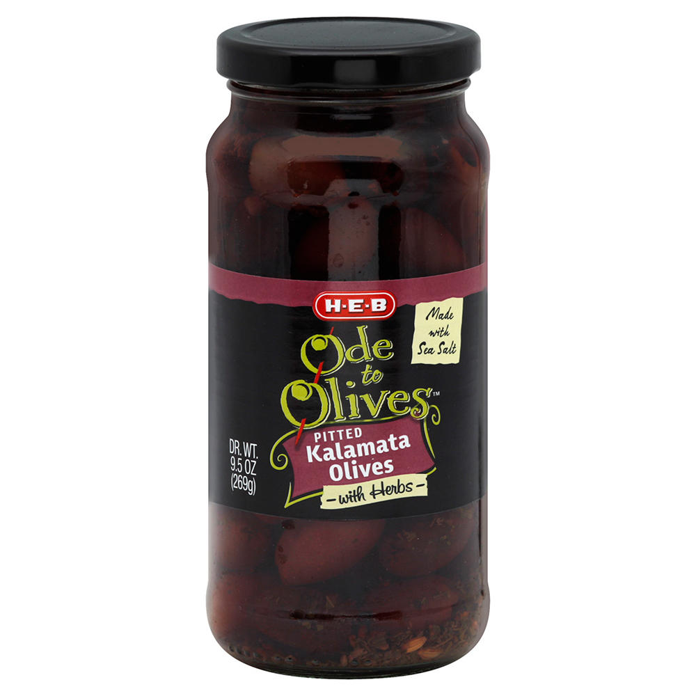 H-E-B Ode to Olives Pitted Kalamata Olives with Herbs, 9.5 oz