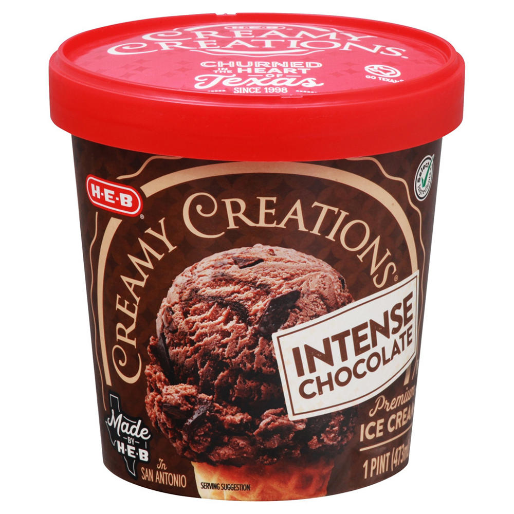 H-E-B Creamy Creations Intense Chocolate Ice Cream, 1 pt