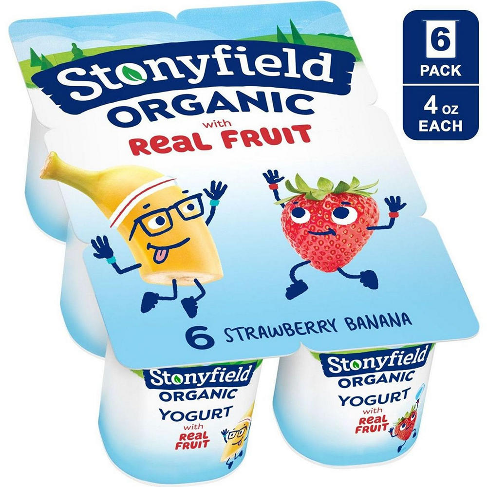 Stonyfield Organic Kids Strawberry Banana Whole Milk Yogurt, 6 ct