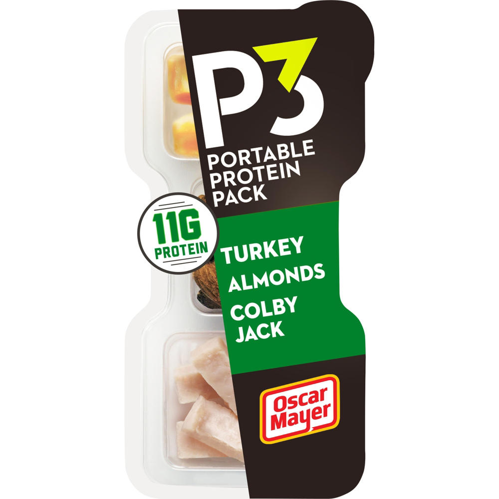 P3 Portable Protein Pack Snack Tray - Turkey, Colby Jack & Almonds, 2 oz