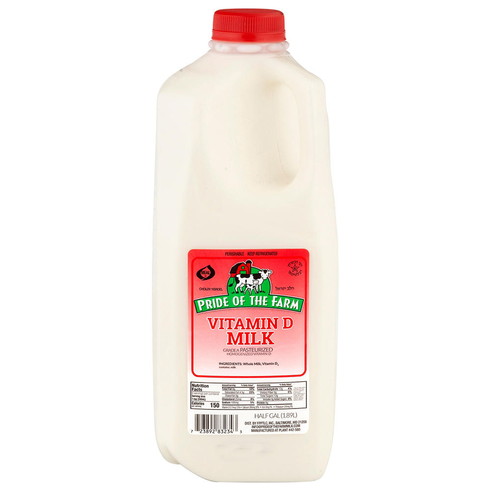 Pride of the Farm Kosher Vitamin D Milk, 1/2 gal