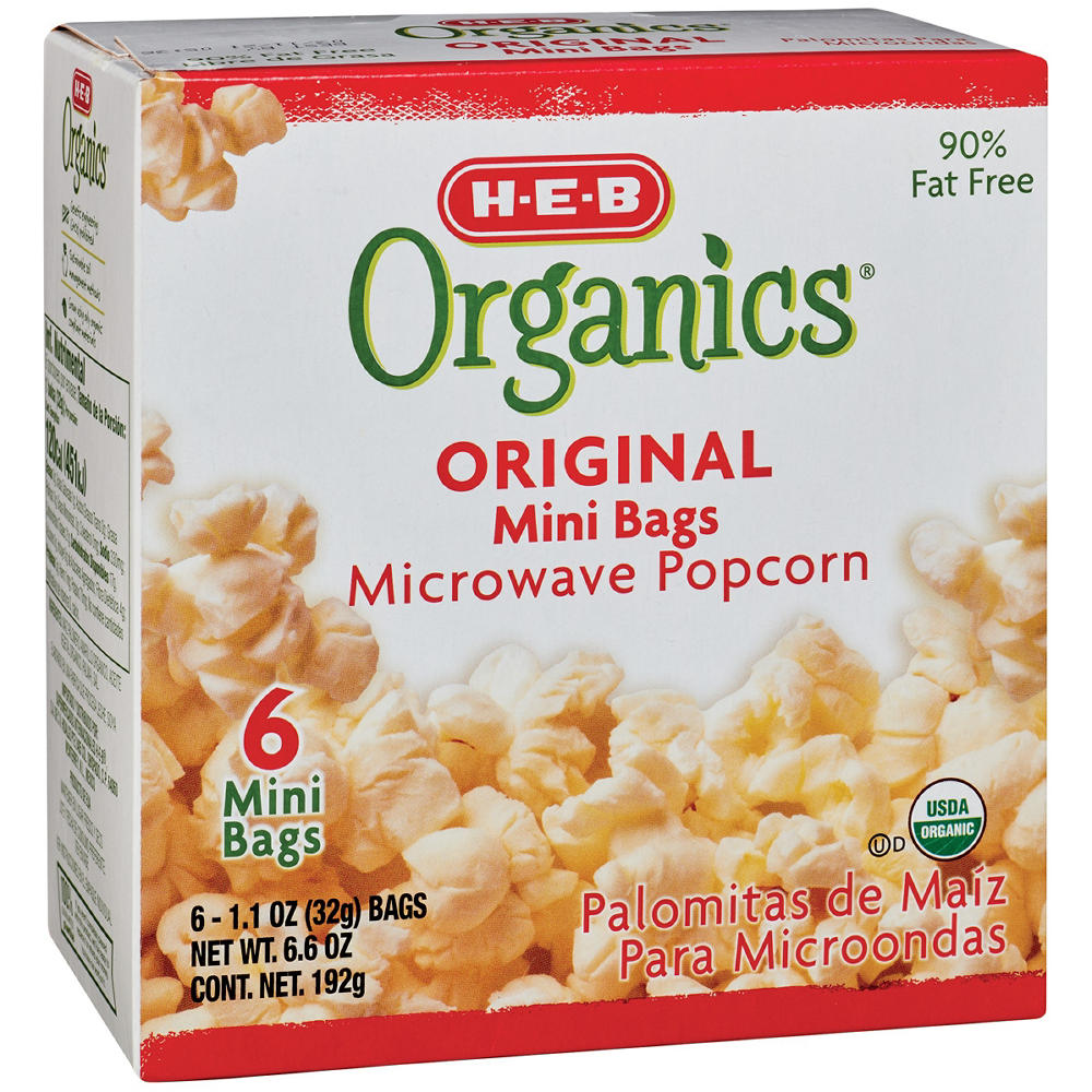 H-E-B Organics Original Microwave Popcorn Mini Bags, 6 ct