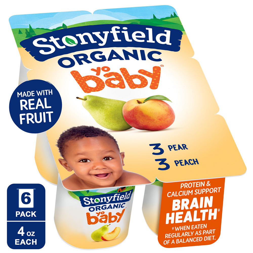 Stonyfield Organic YoBaby Whole Milk Yogurt - Peach & Pear, 6 ct