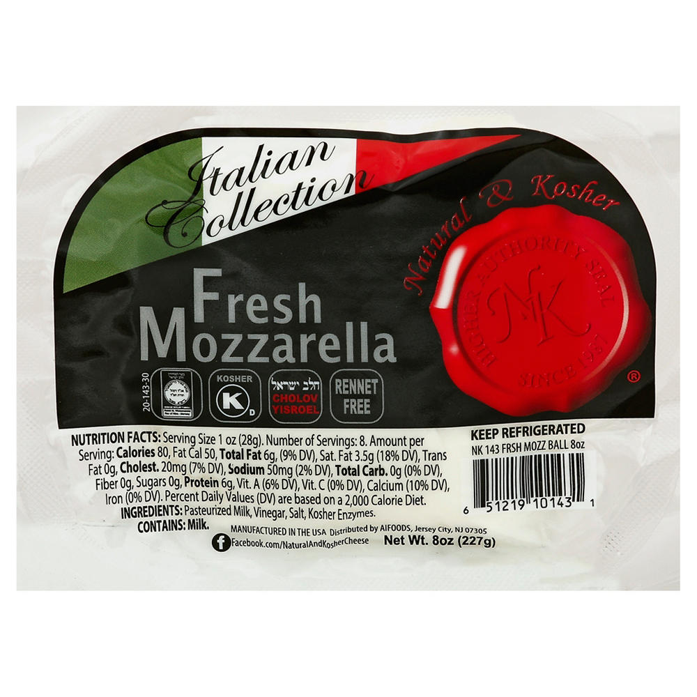 Natural & Kosher Kosher Mozzarella Ball Fresh, 8 oz