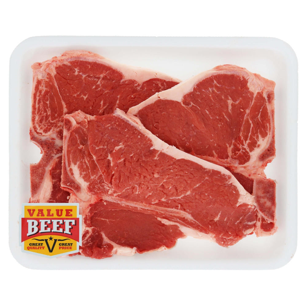 Fresh Beef T-Bone Steaks, Thin Cut, Avg. 1.31 lbs
