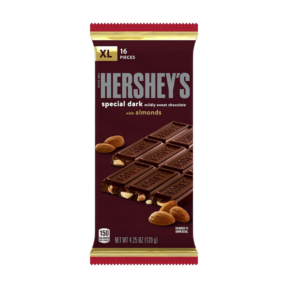 Hershey's Special Dark Mildly Sweet Chocolate with Almonds XL Candy Bar, 4.25 oz