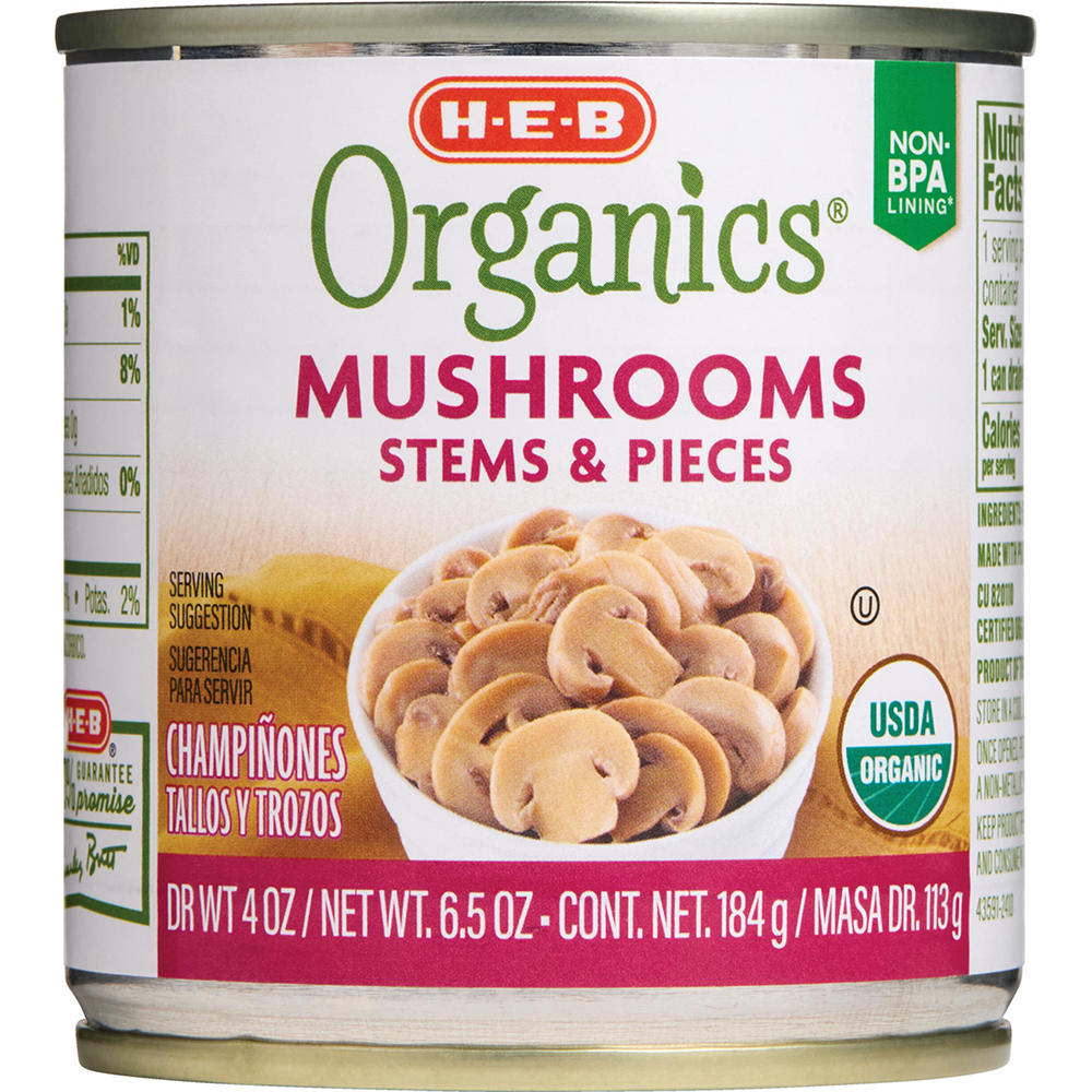 H-E-B Organics Mushrooms Stems & Pieces, 4 oz