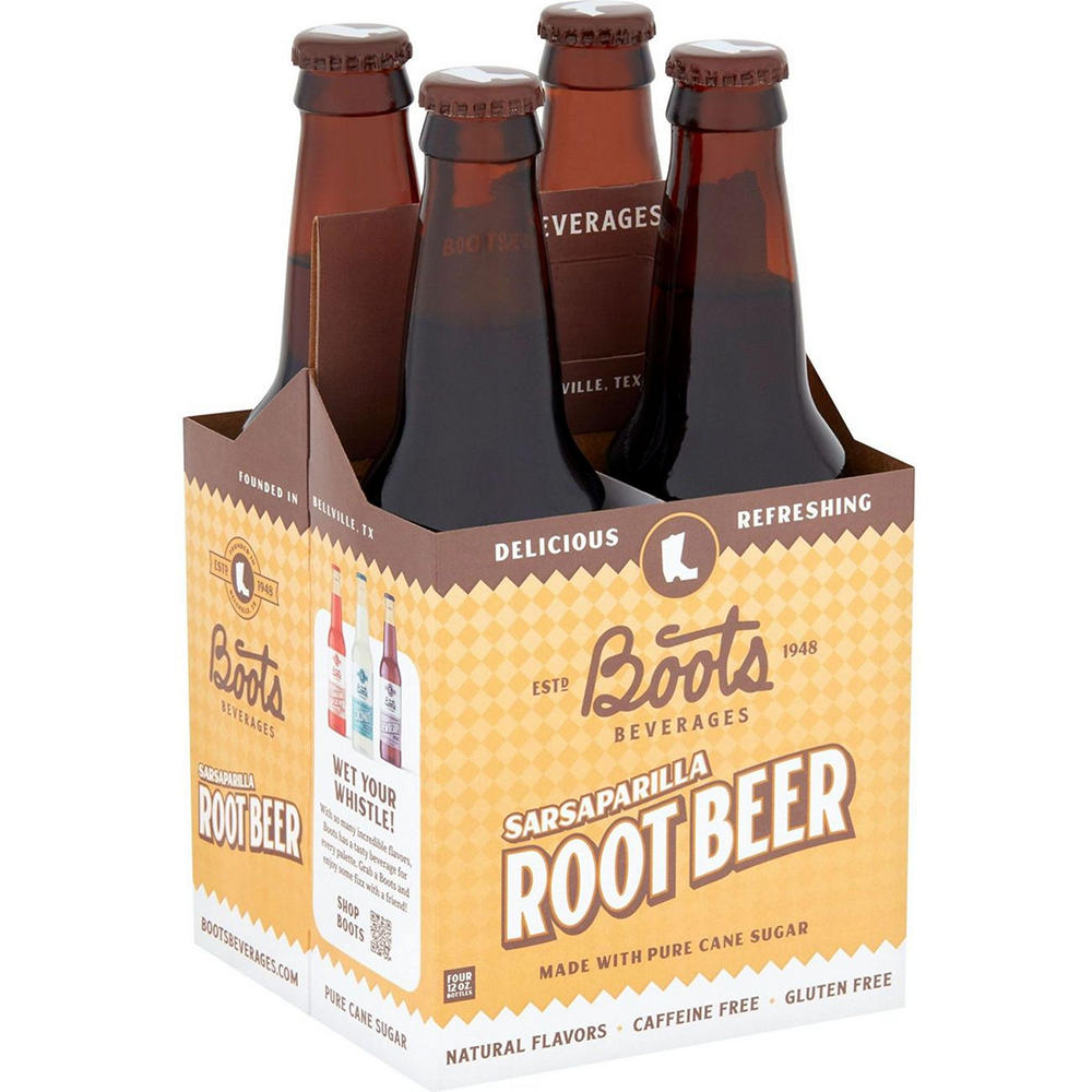 Boots Beverages Sarsaparilla Root Beer 4 pk Bottles, 12 oz