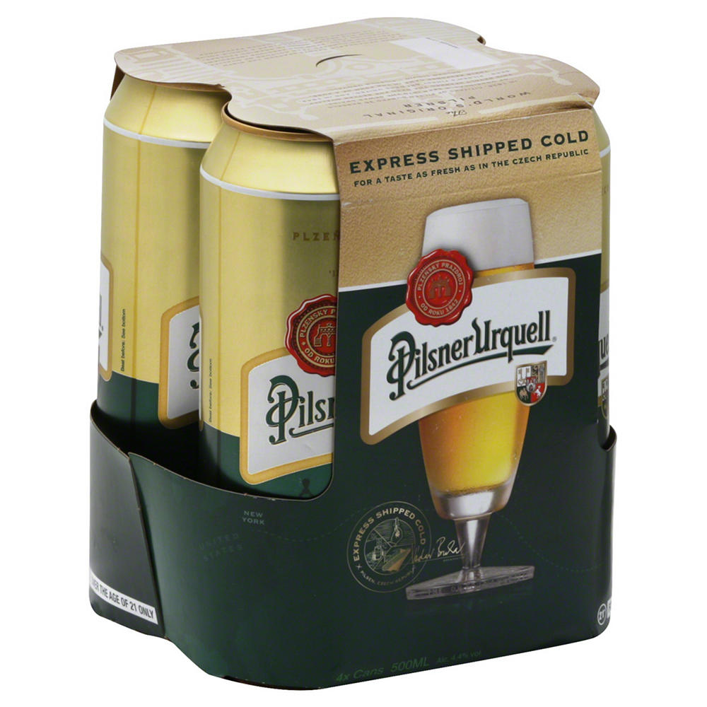 Pilsner Urquell Czech Beer 4 pk Cans, 16.9 oz