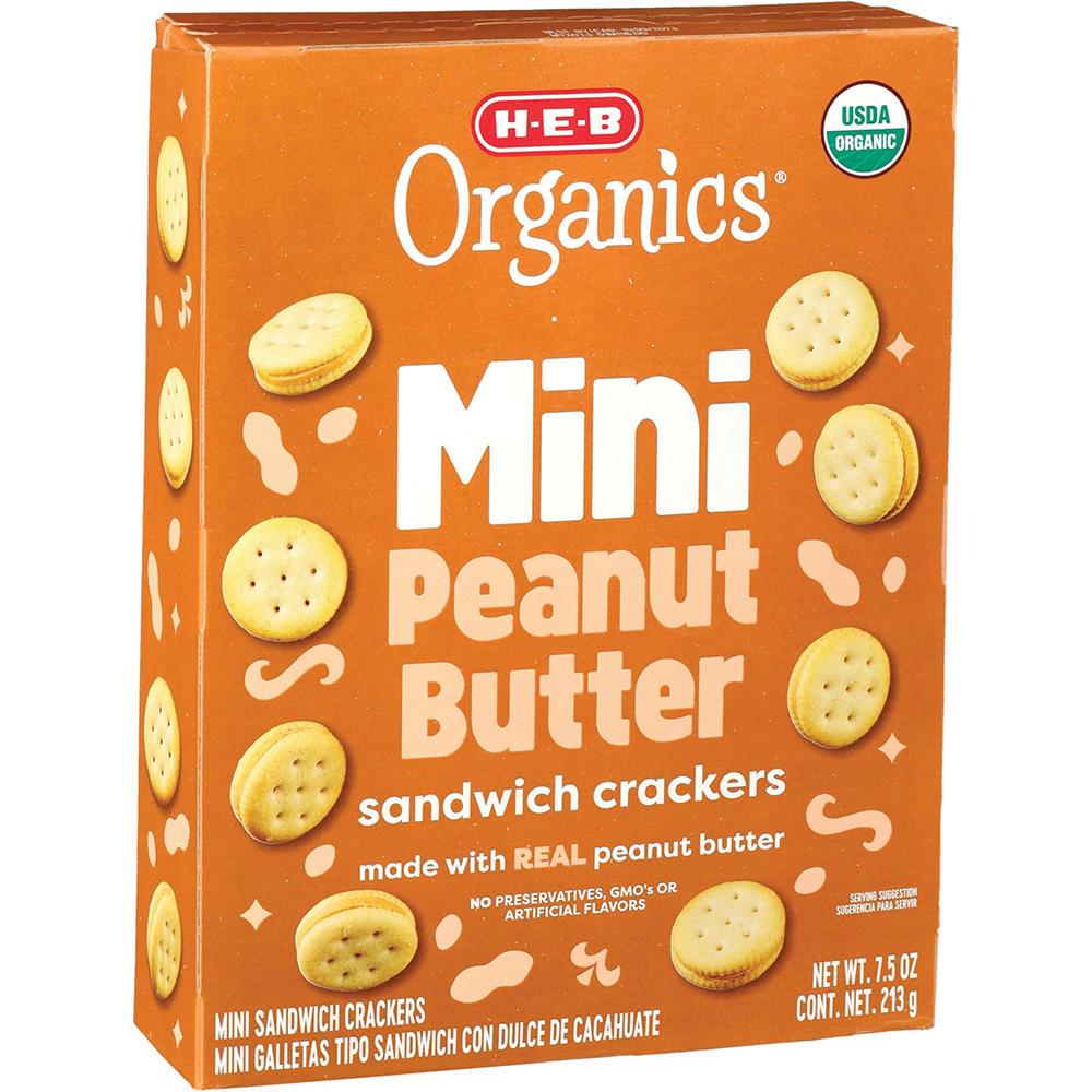H-E-B Organics Mini Peanut Butter Sandwich Crackers, 7.5 oz