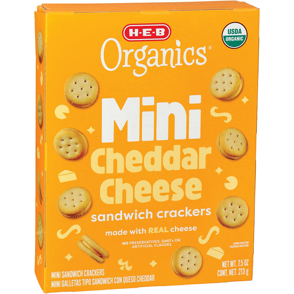 H-E-B Organics Mini Cheddar Cheese Sandwich Crackers, 7.5 oz