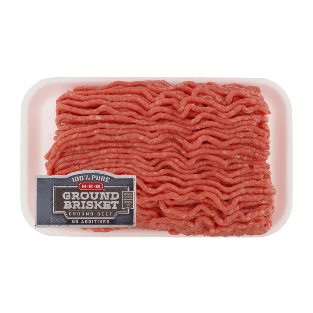 H-E-B 100% Pure Ground Beef Brisket - 80% Lean, Avg. 1.18 lbs