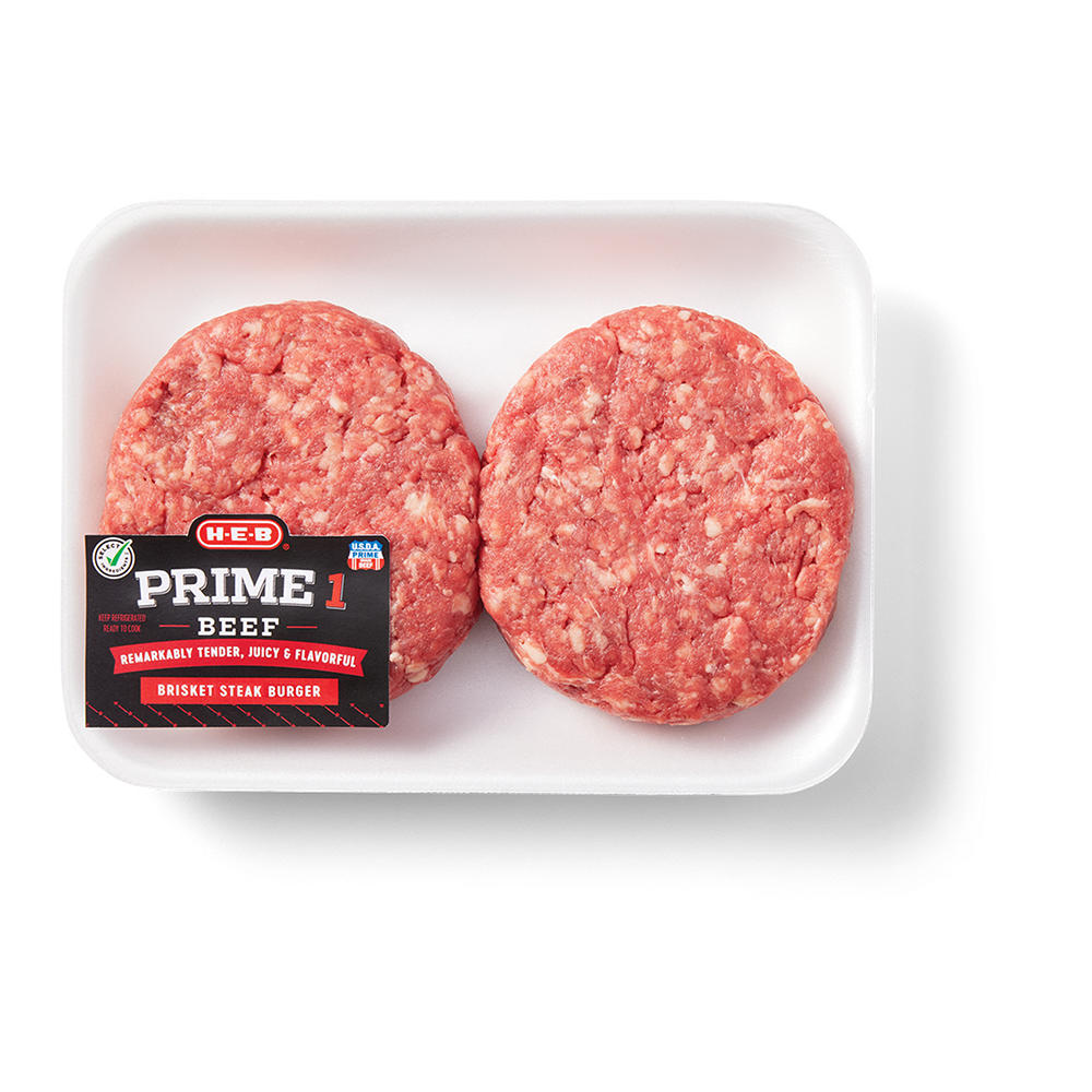 H-E-B Prime 1 Beef Burger Patties - Brisket Steak, Avg. 0.94 lb