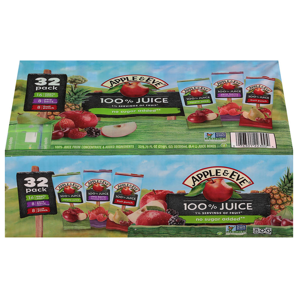 Apple & Eve 100% Juice Variety Pack 32 pk Juice Boxes, 6.75 oz