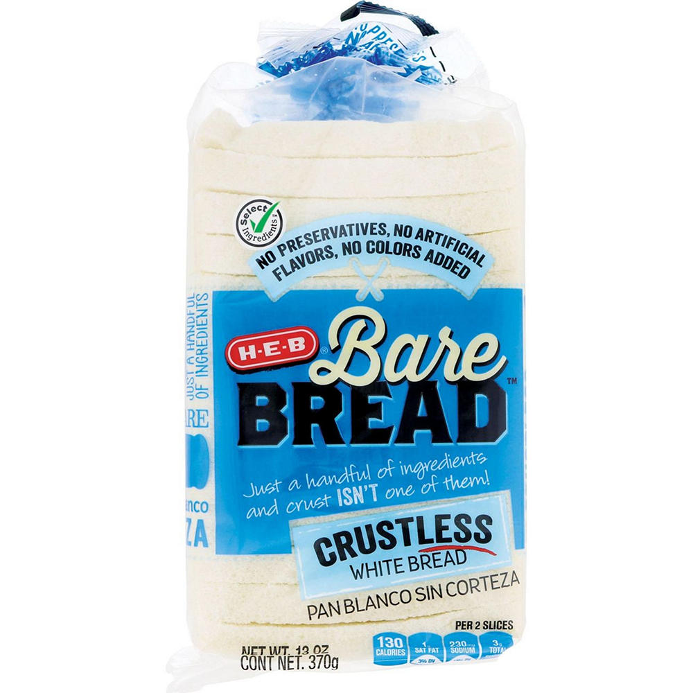 H-E-B Bare Bread Crustless White Sliced Bread, 13 oz