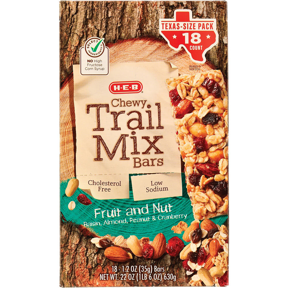 H-E-B Fruit & Nut Chewy Trail Mix Granola Bars - Texas-Size Pack, 18 ct