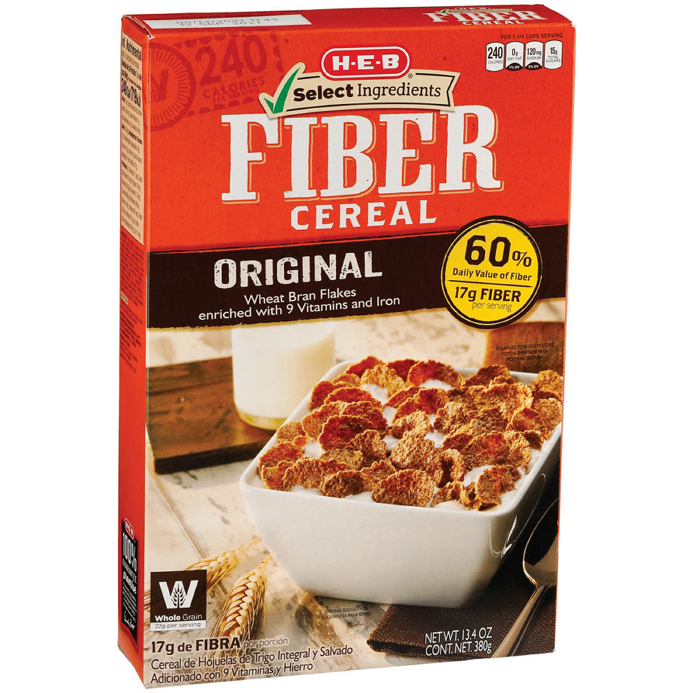 H-E-B Wheat Bran Flakes Fiber Cereal - Original, 13.4 oz