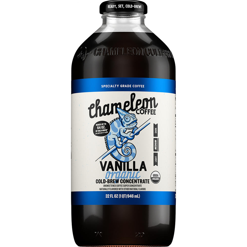 Chameleon Organic Vanilla Flavored Cold Brew Coffee Concentrate, 32 oz