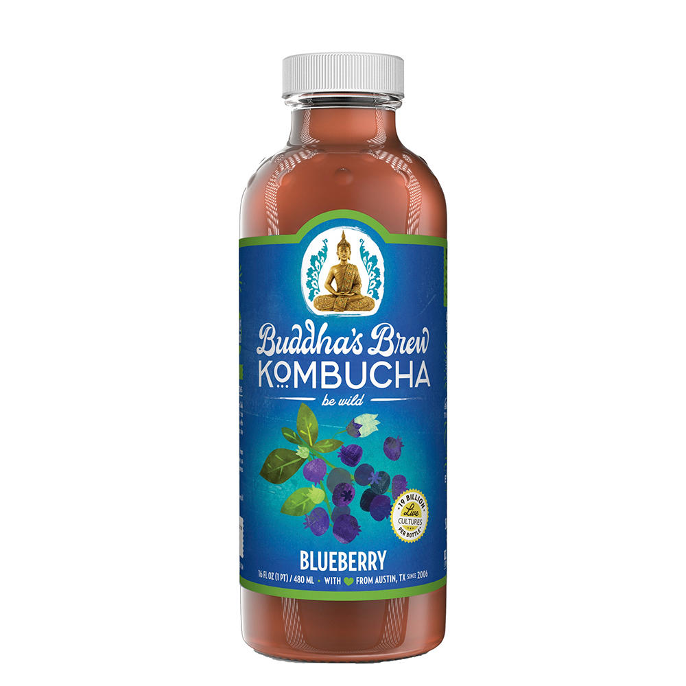 Buddha's Brew Blueberry Kombucha, 16 oz