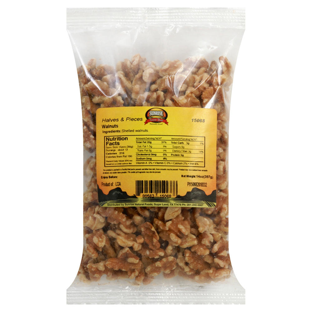 Sunrise Natural Foods Walnut Halves & Pieces, 14 oz