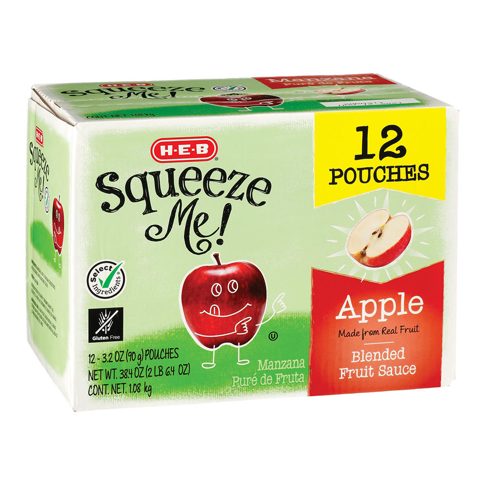 H-E-B Squeeze Me! Applesauce Pouches, 12 ct