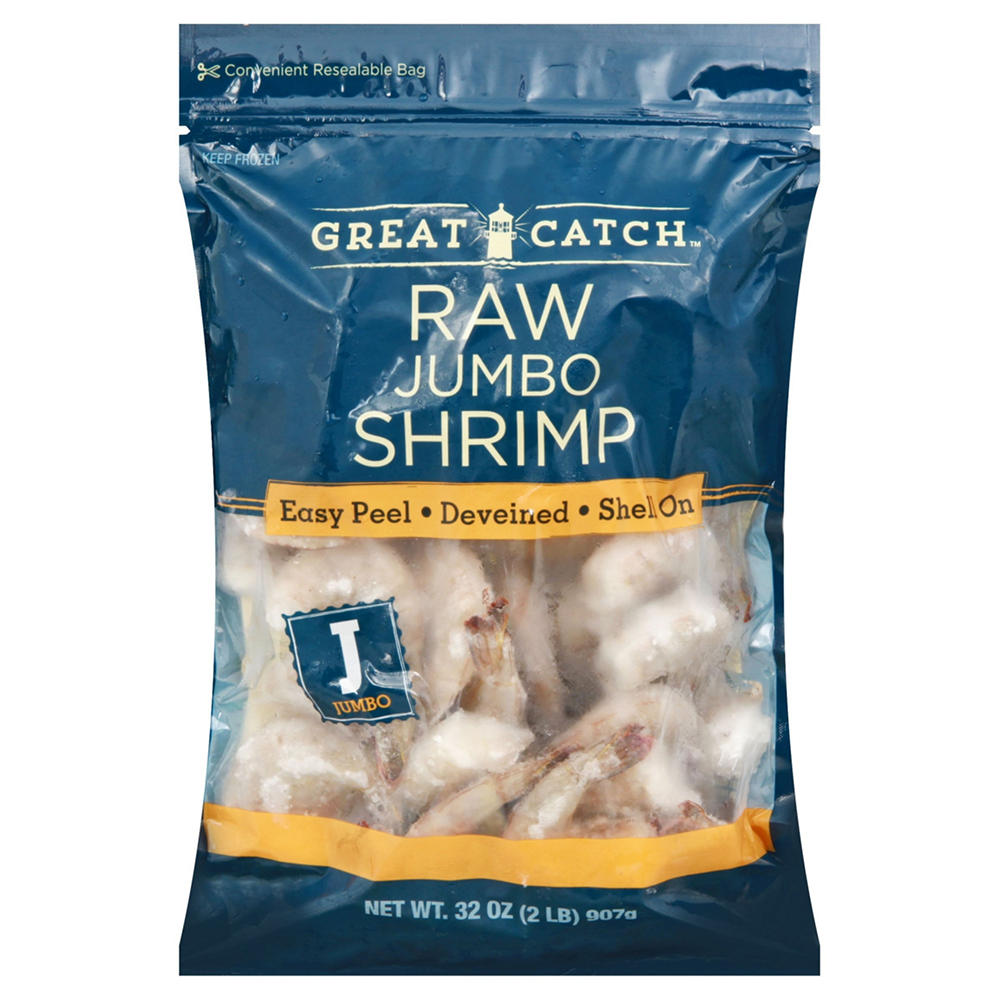 Great Catch Frozen Easy Peel Deveined Jumbo Raw Shrimp, 16 - 25 ct/lb, 2 lbs