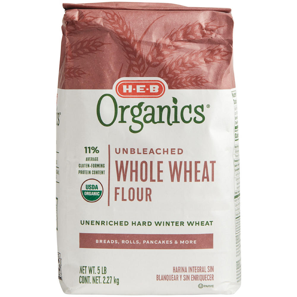 H-E-B Organics Unbleached Whole Wheat Flour, 5 lbs